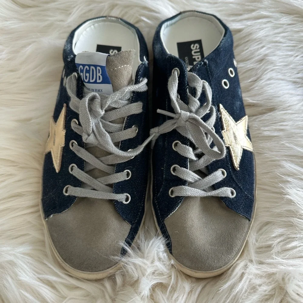 Golden Goose Sneakers in denim and Gray with Star - Picture 3 of 5